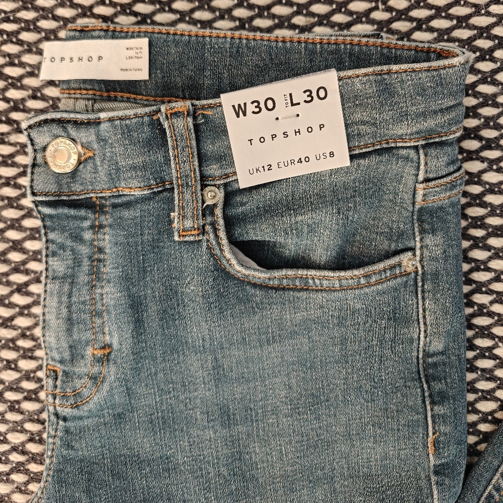 Topshop Blue Flare Wide Leg Jeans with Vintage-Inspired Look